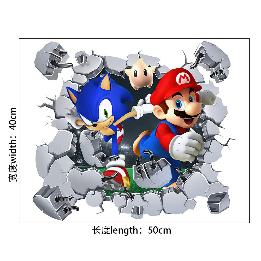 Sonic Stickers Cartoon Anime Super Mario Self Adhesive PVC Decoration Mario Stickers