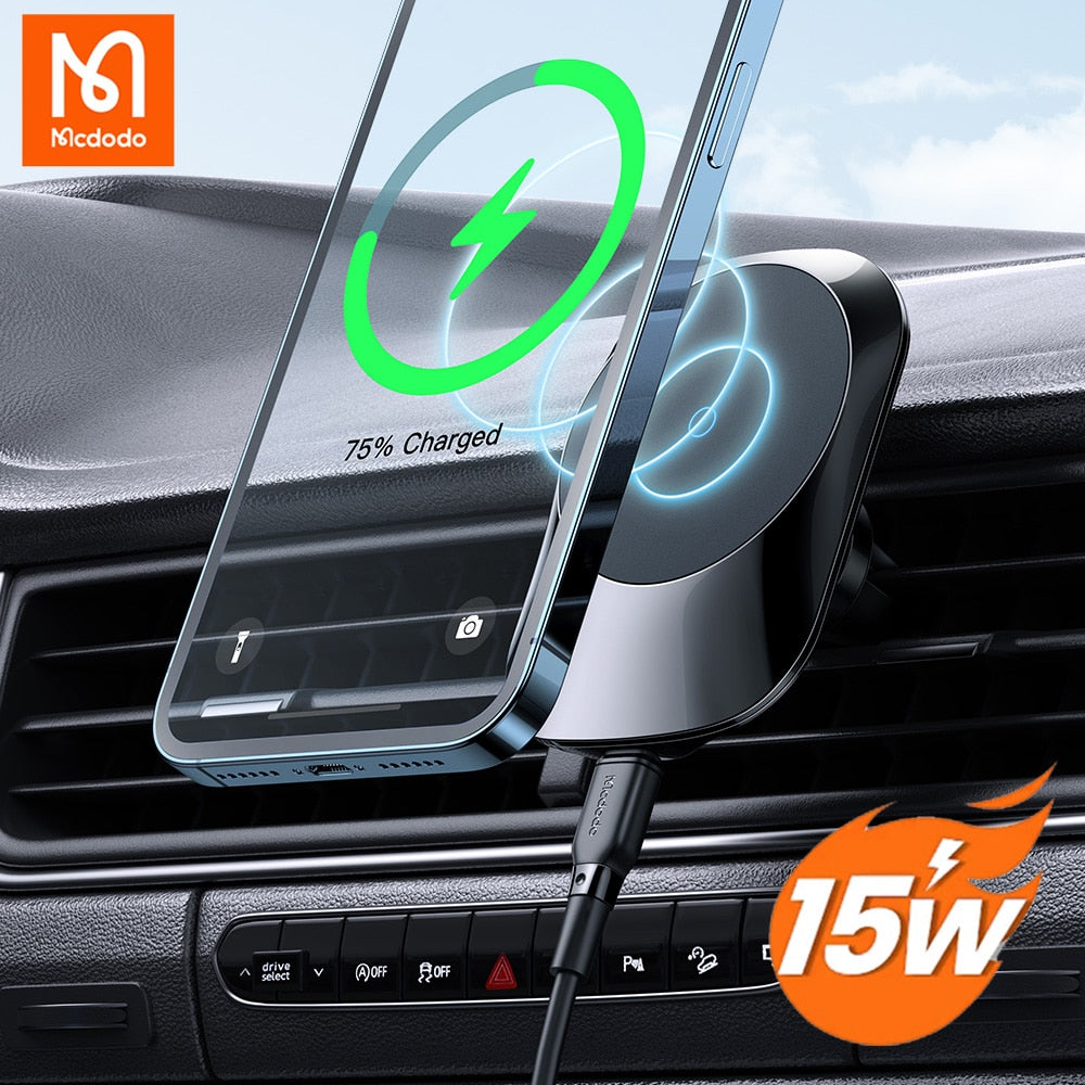 Mcdodo 15W Qi Magnetic Wireless Charger For iphone 12 13 11 Pro Max Wireless Charging Stand Car Phone Holder For Samsung Huawei