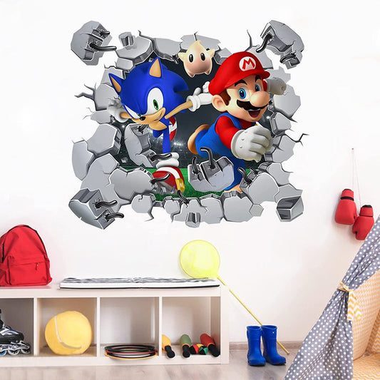 Sonic Stickers Cartoon Anime Super Mario Self Adhesive PVC Decoration Mario Stickers